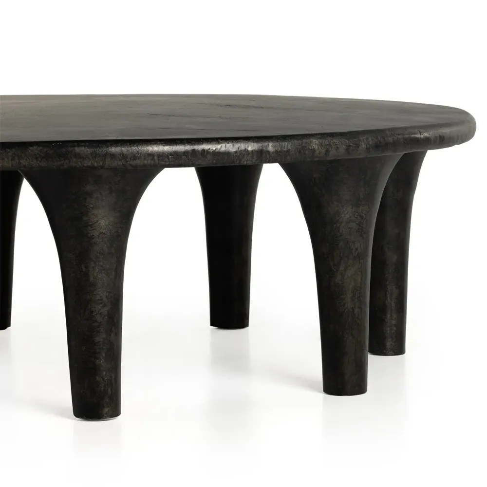 Loretta Round Coffee Table - Black, Aluminum
