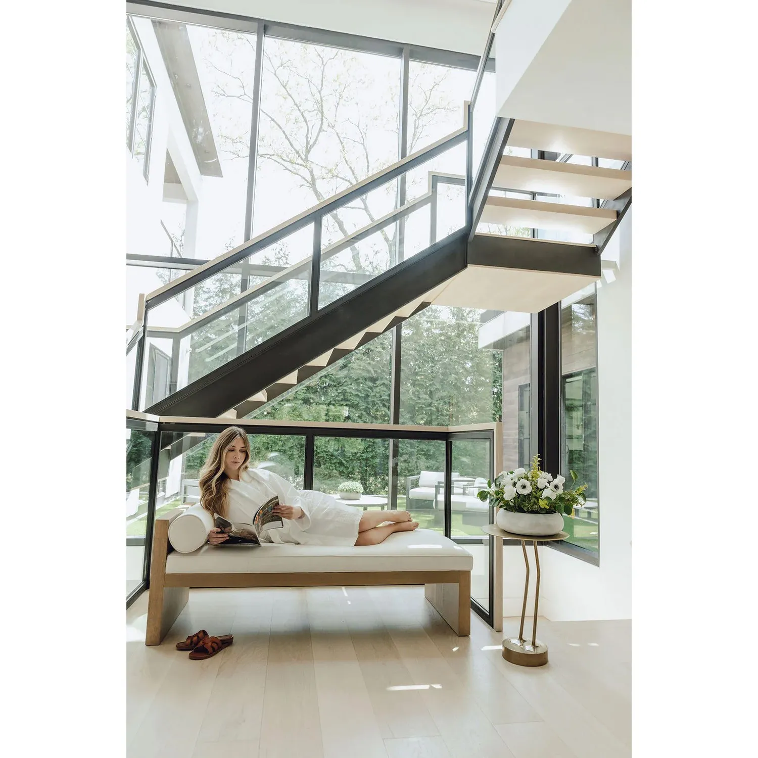 Lorianne Round Faux Floral Centerpiece - White, Green