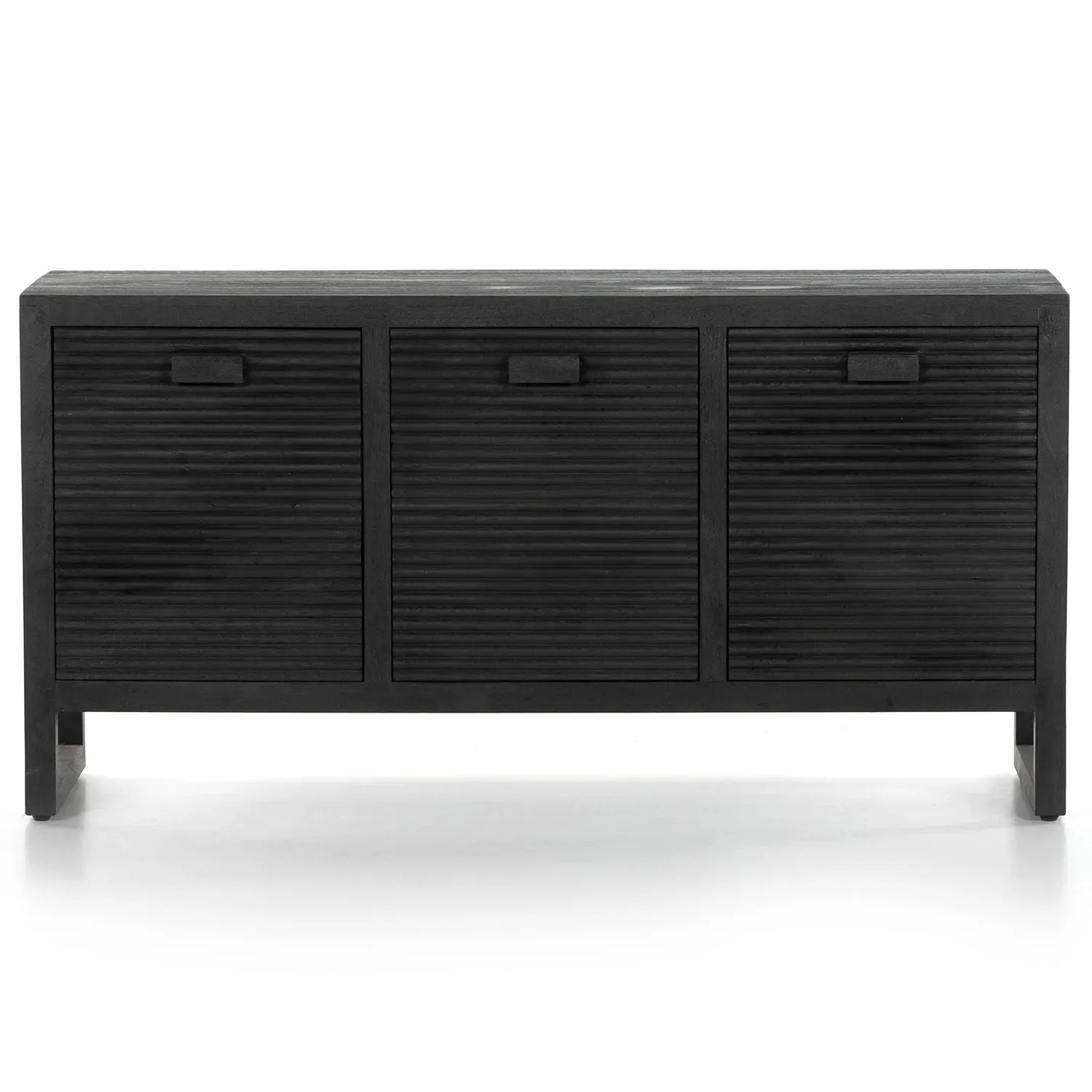 Lorna Media Console with Storage - Black, Mango Wood image