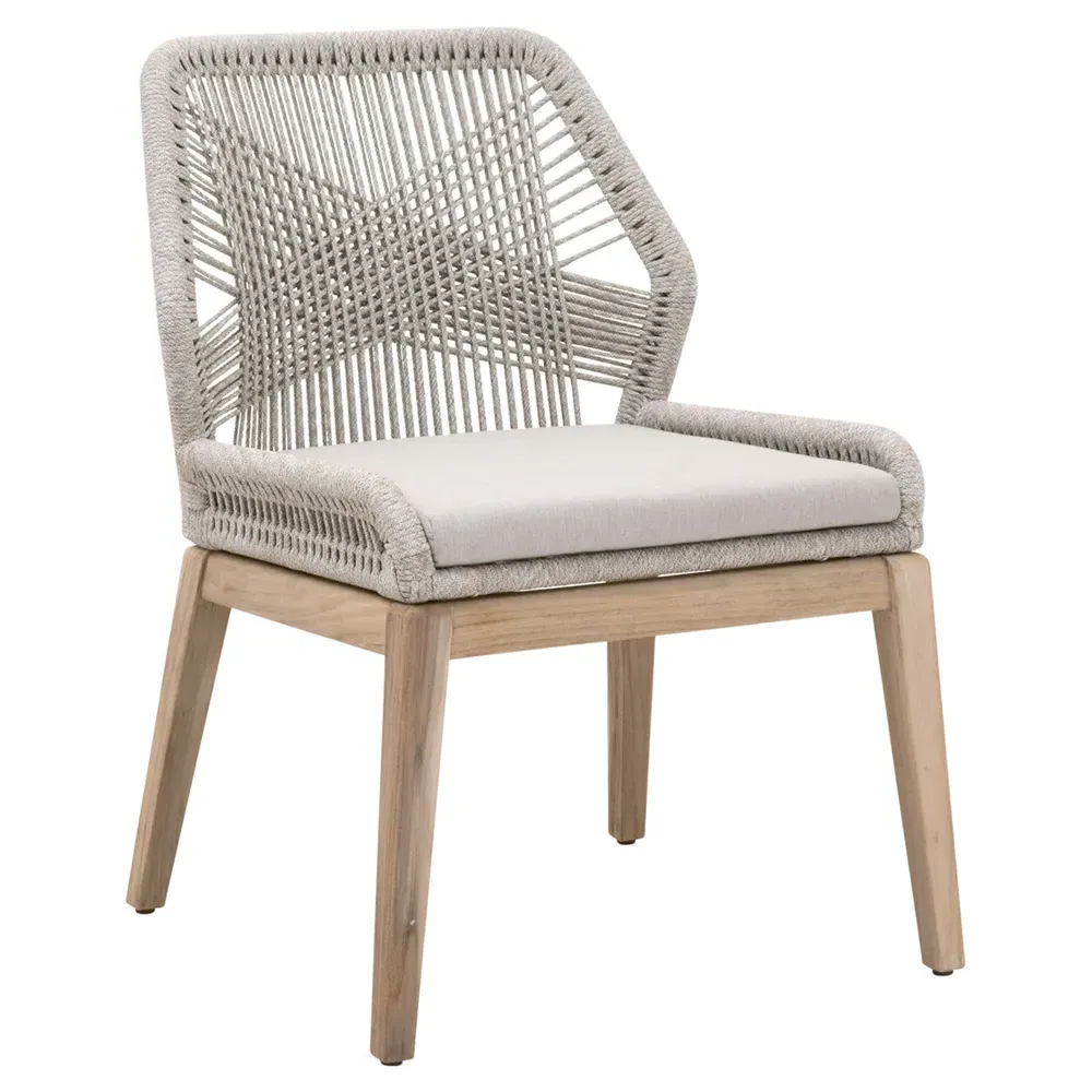Lorry Outdoor Dining Side Chair Set of 2 - Grey, Teak
