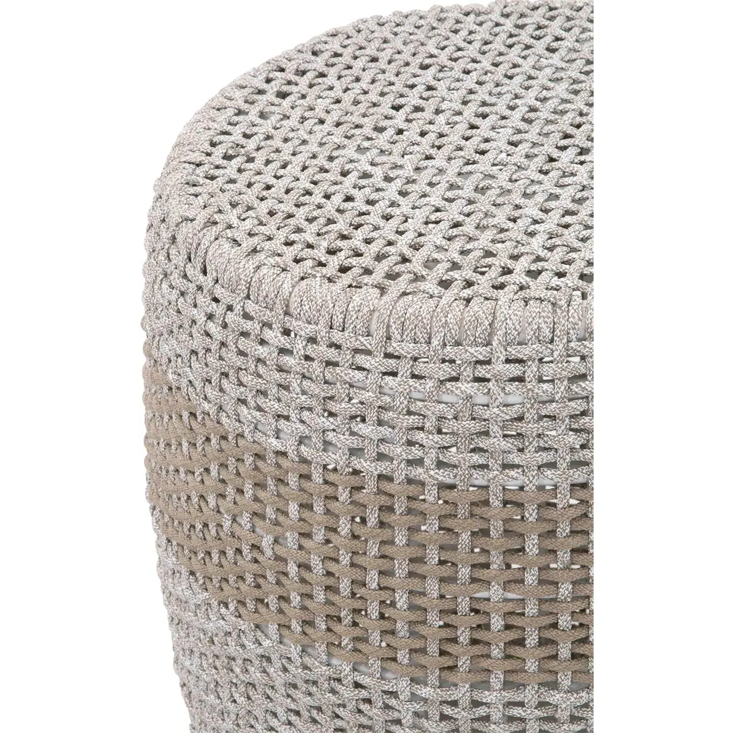 Lorry Round Outdoor Side Table - Taupe, Woven Rope