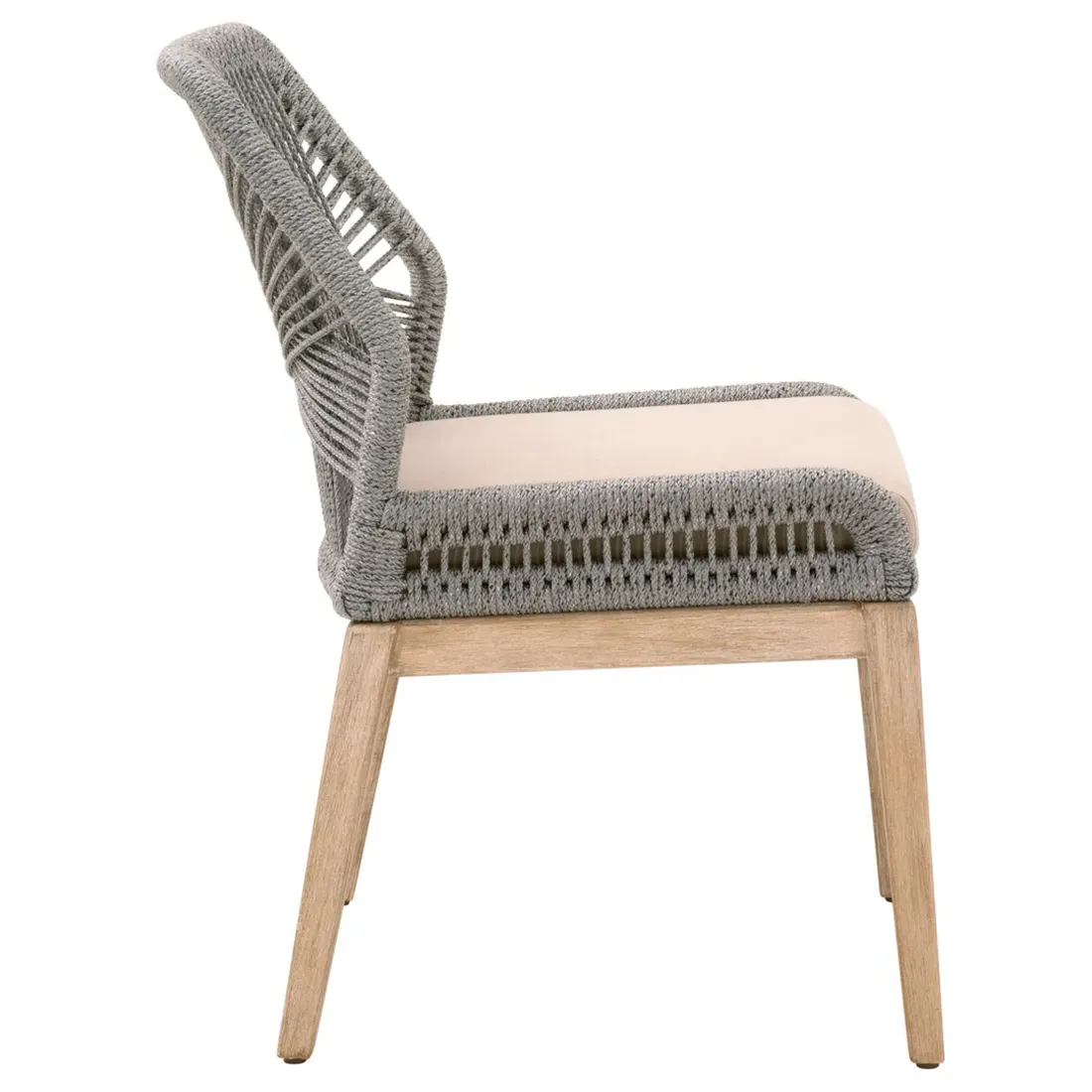 Lorry Woven Rope Dining Side Chairs Set of 2 - Platinum Grey, Mahogany