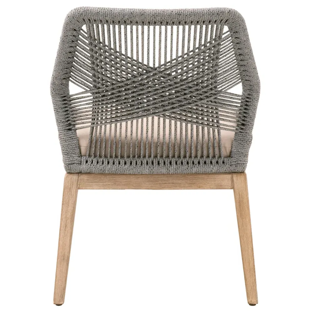 Lorry Woven Rope Dining Side Chairs Set of 2 - Platinum Grey, Mahogany