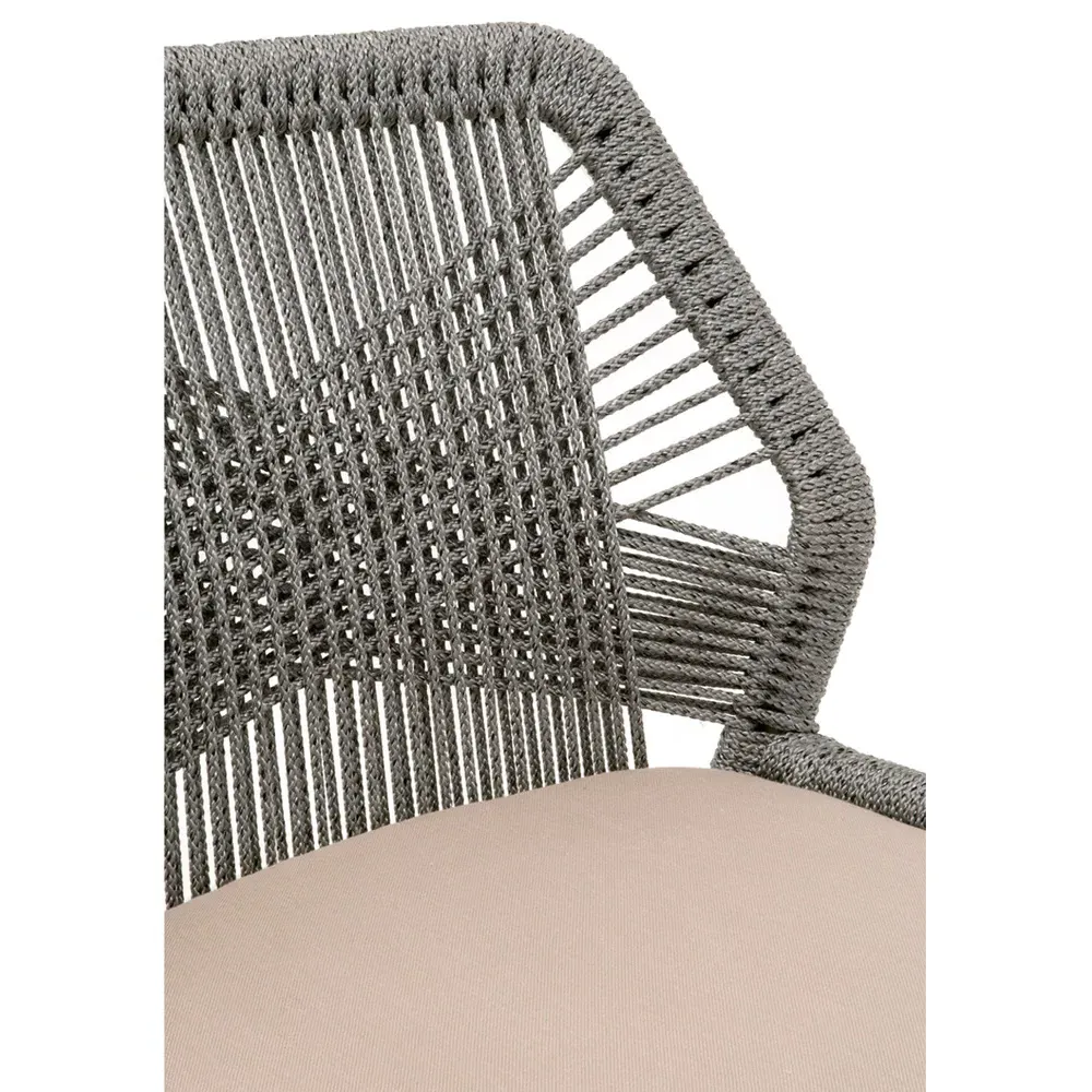 Lorry Woven Rope Dining Side Chairs Set of 2 - Platinum Grey, Mahogany