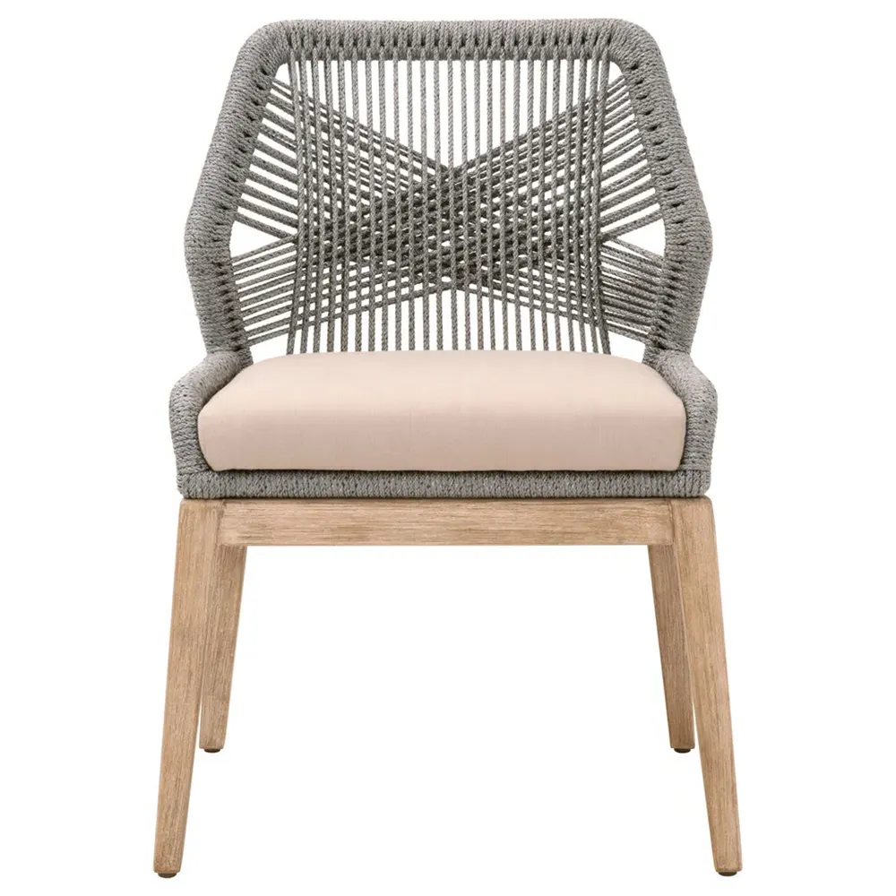 Lorry Woven Rope Dining Side Chairs Set of 2 - Platinum Grey, Mahogany image