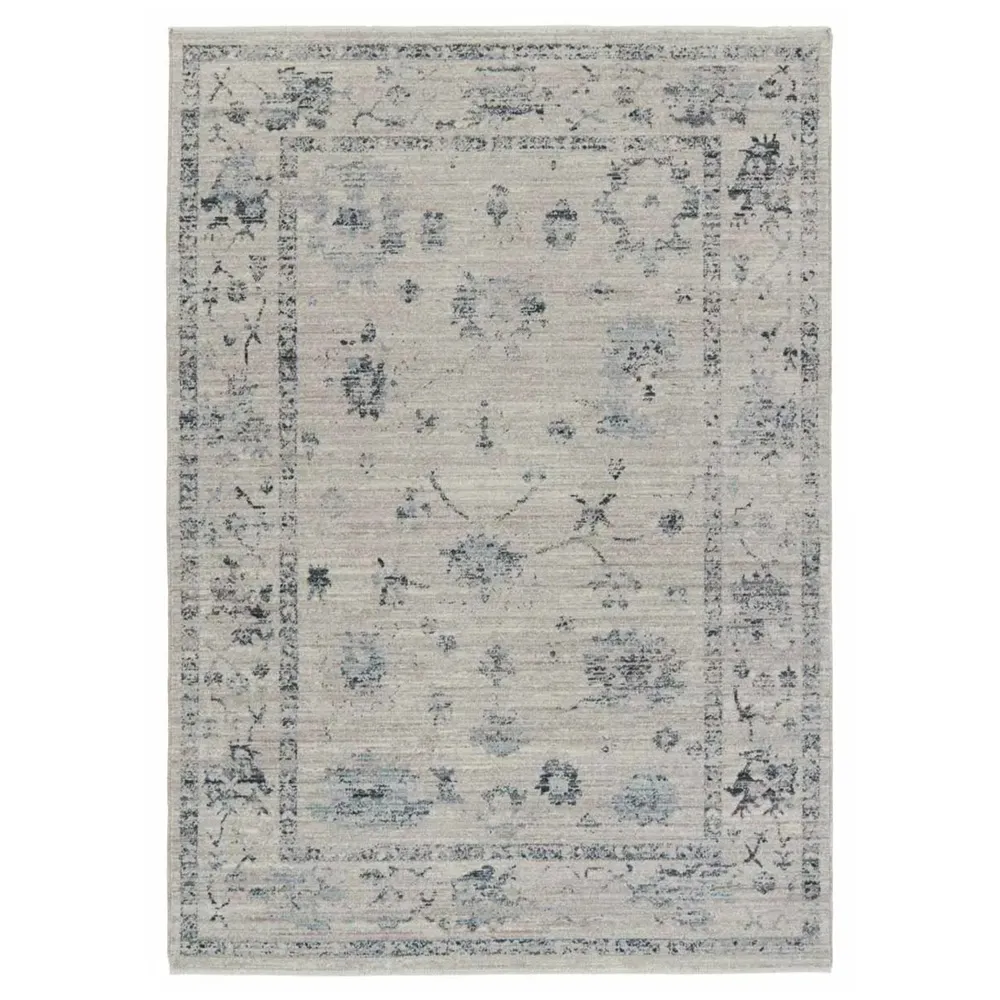 Lottie Floral Patterned Area Rug - Blue, Polyester