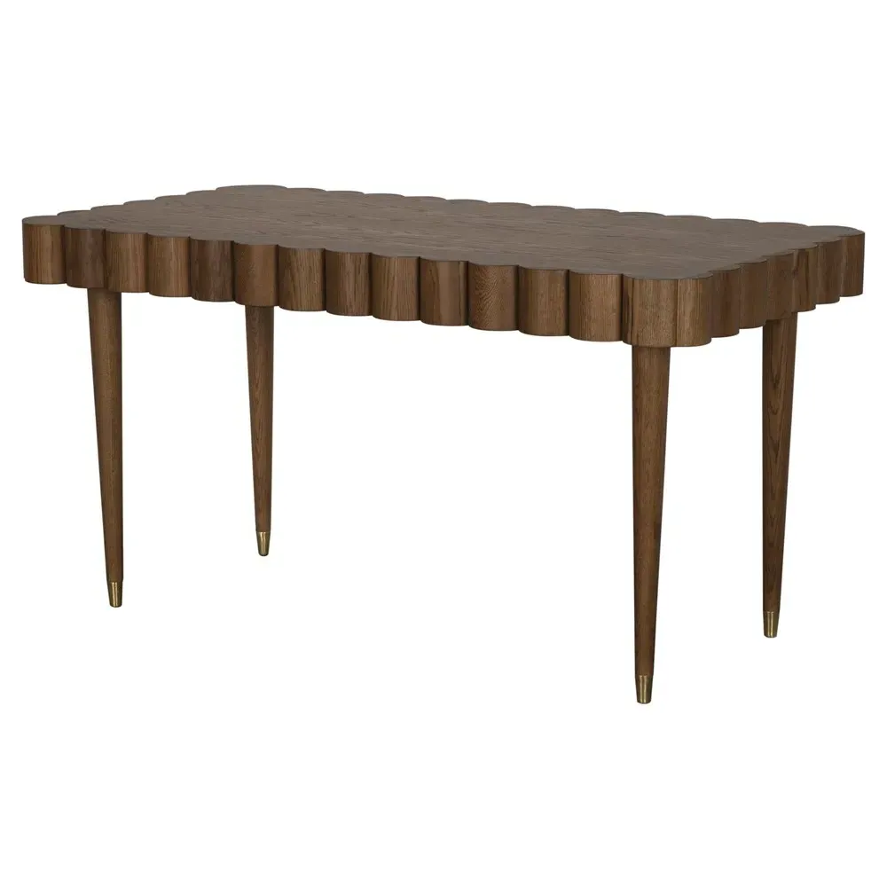 Lou Scalloped Desk - Light Brown, Oak