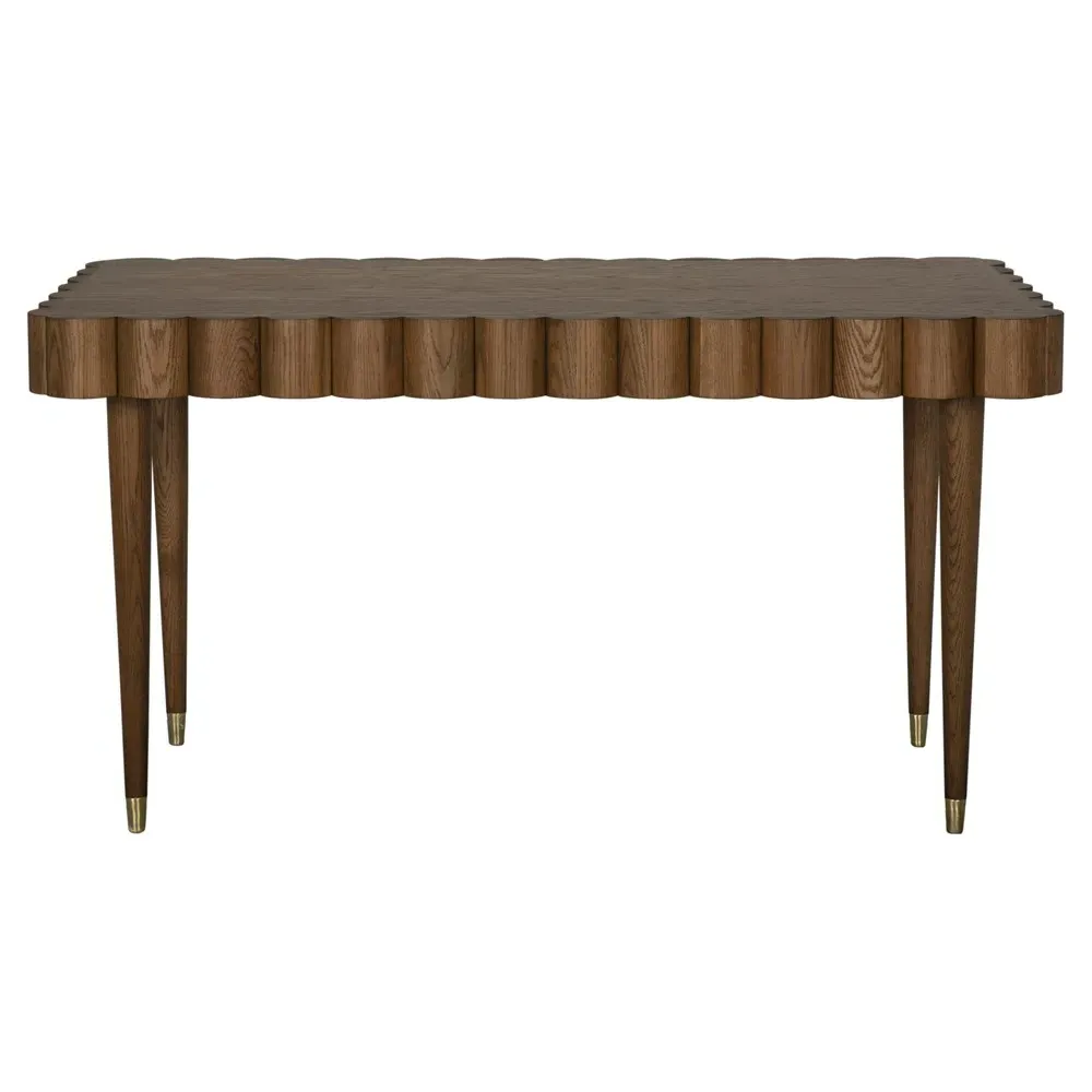 Lou Scalloped Desk - Light Brown, Oak