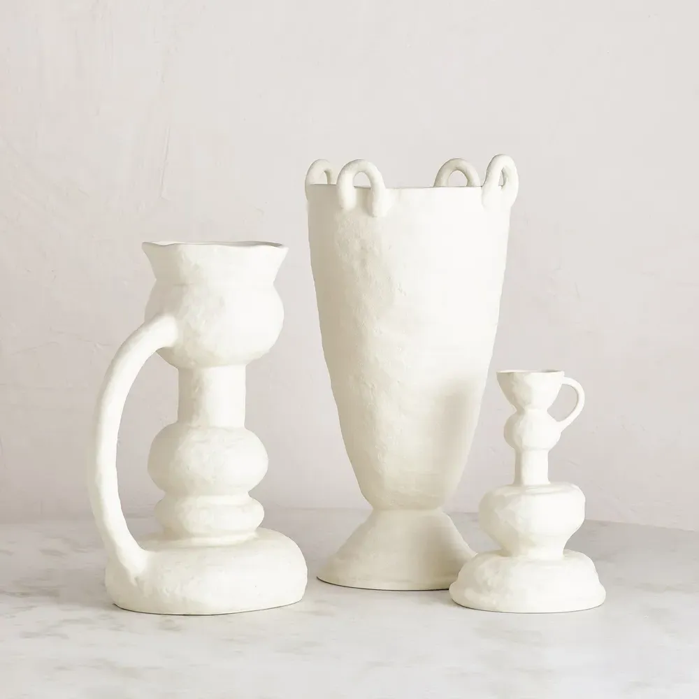 Louis Decorative Table Vase - White, Ceramic