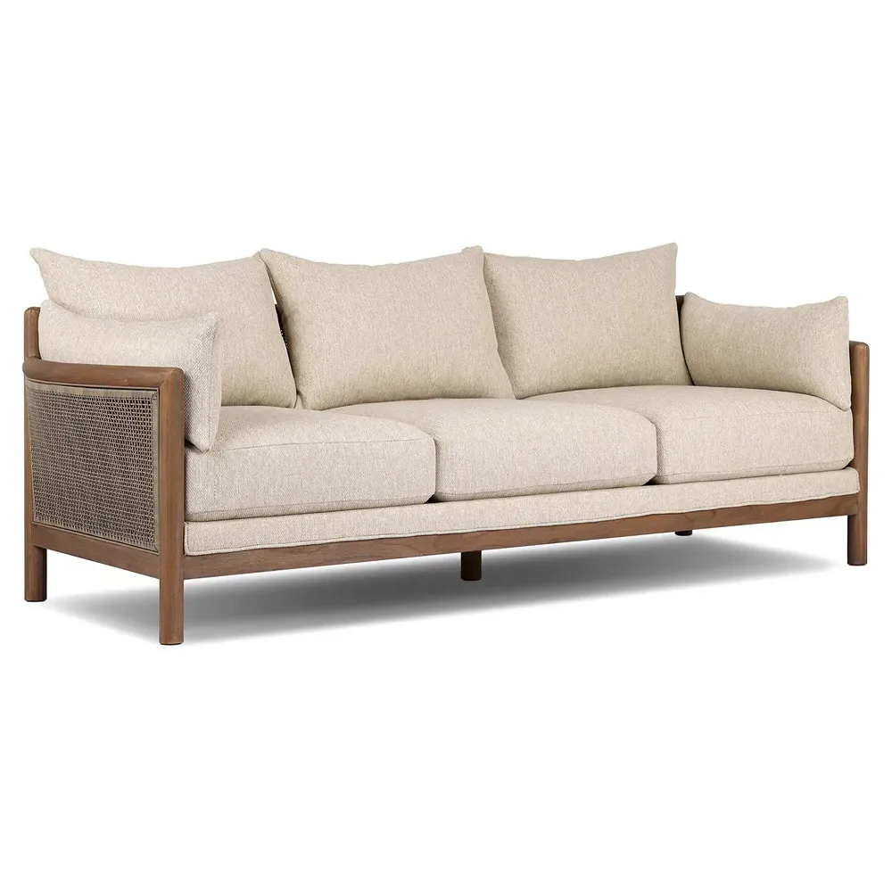Louis Outdoor Sofa with Cane - Beige, Teak