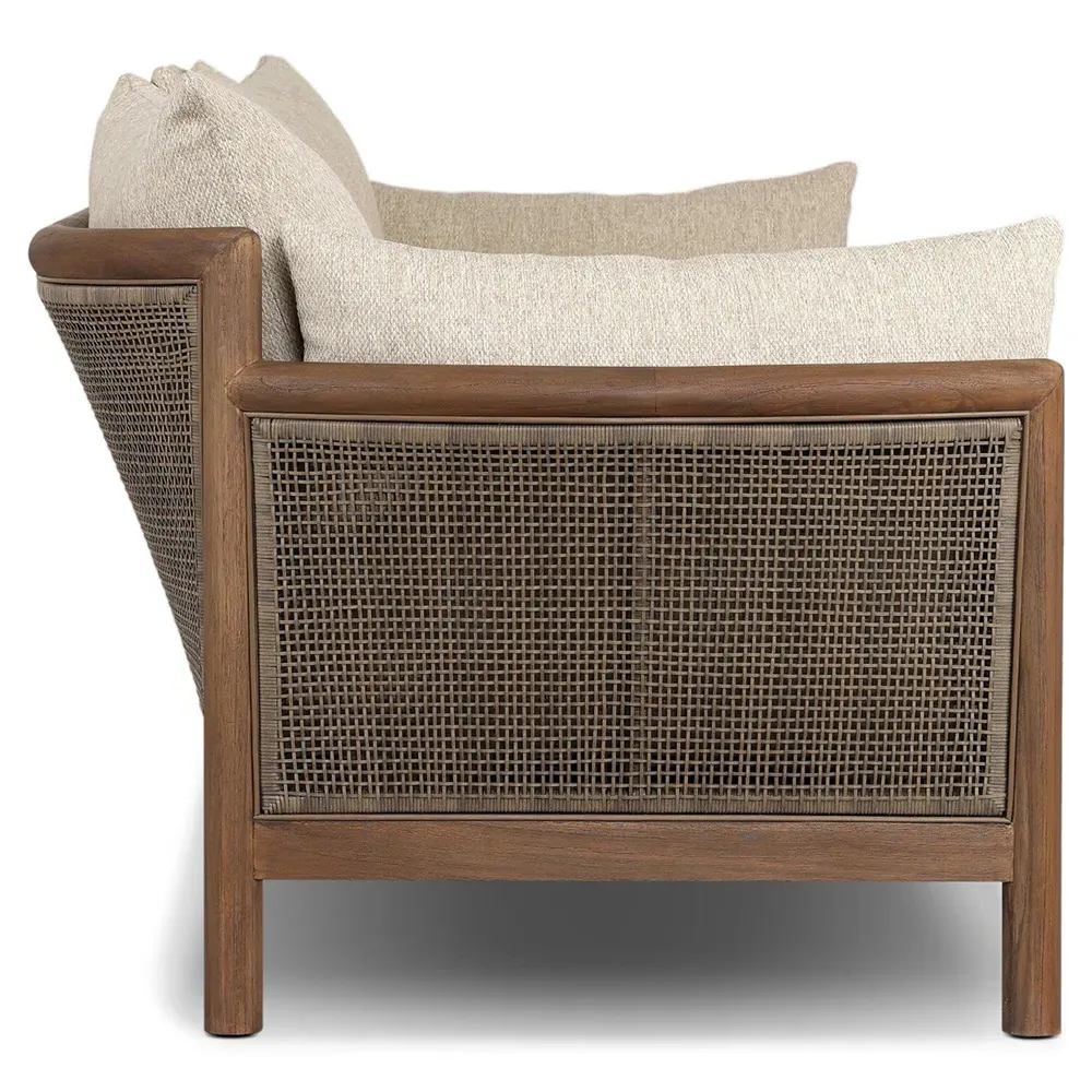 Louis Outdoor Sofa with Cane - Beige, Teak