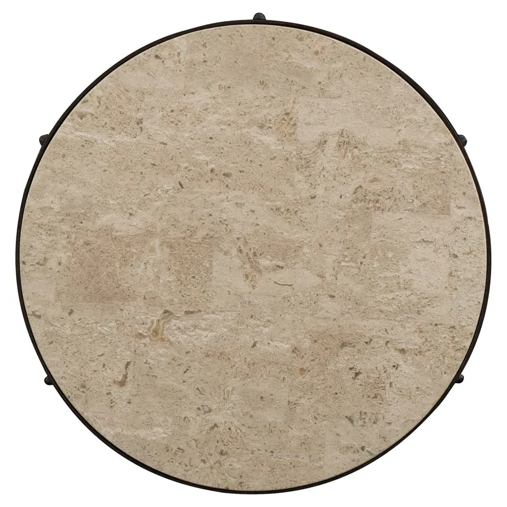 Louis Side Table - Black, Travertine
