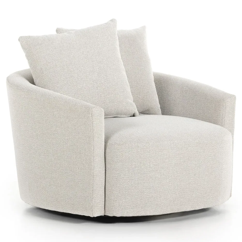 Louisa Swivel Barrel Chair - Off White, Performance Fabric