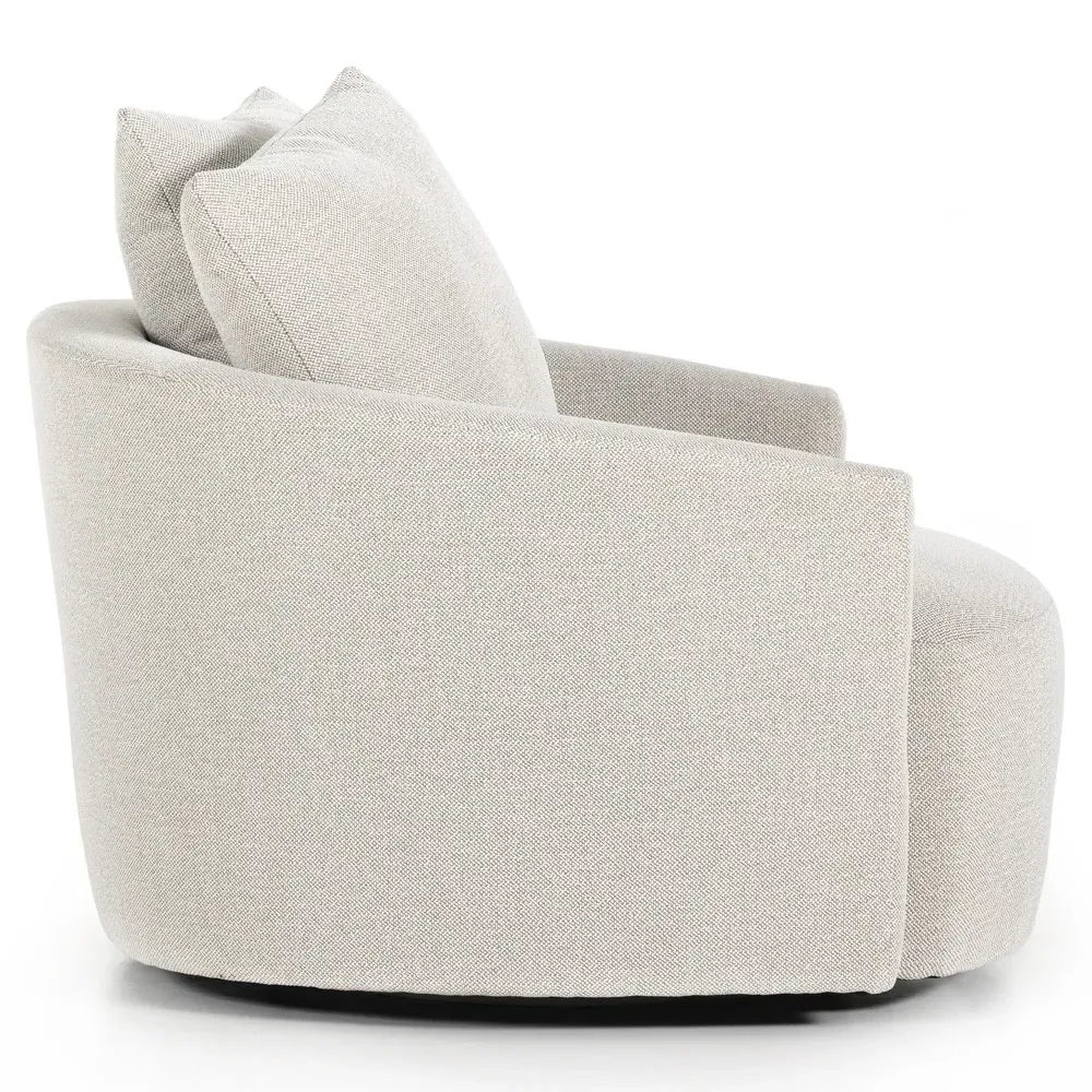 Louisa Swivel Barrel Chair - Off White, Performance Fabric