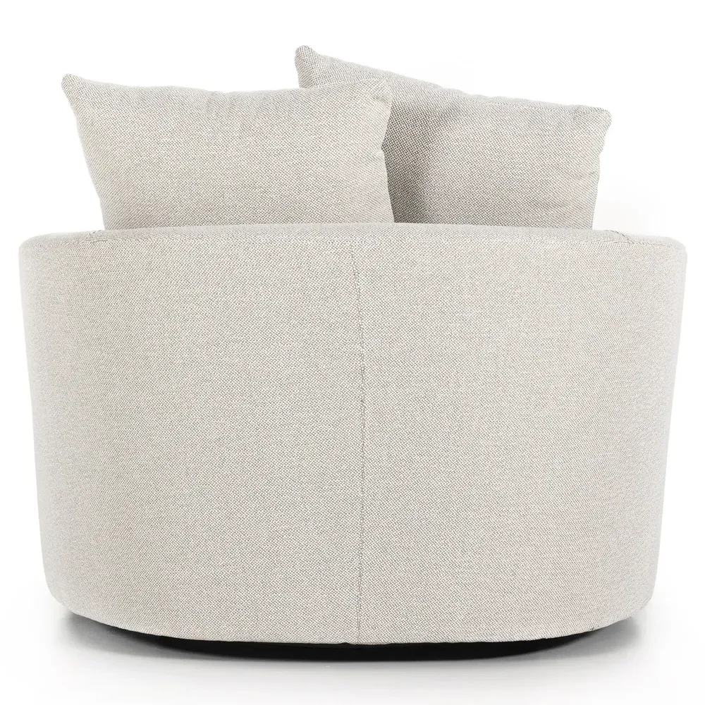 Louisa Swivel Barrel Chair - Off White, Performance Fabric