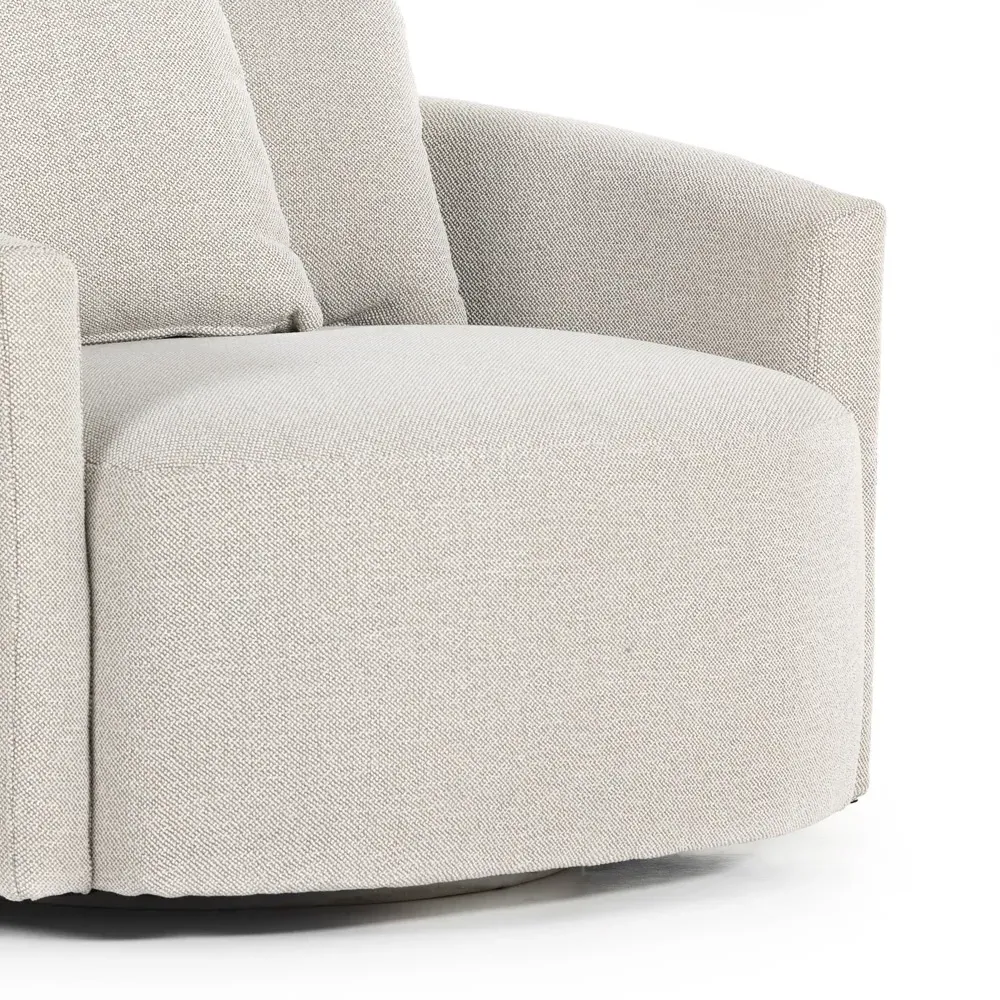Louisa Swivel Barrel Chair - Off White, Performance Fabric