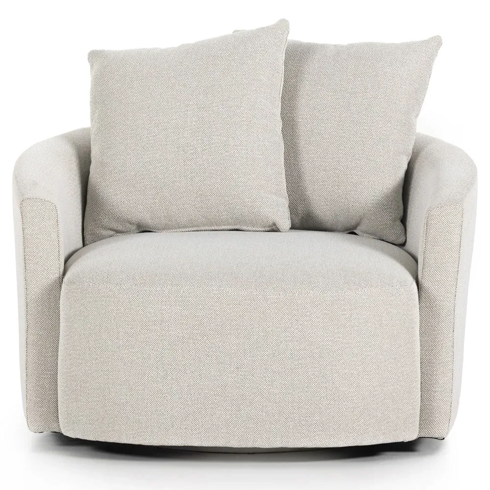 Louisa Swivel Barrel Chair - Off White, Performance Fabric image