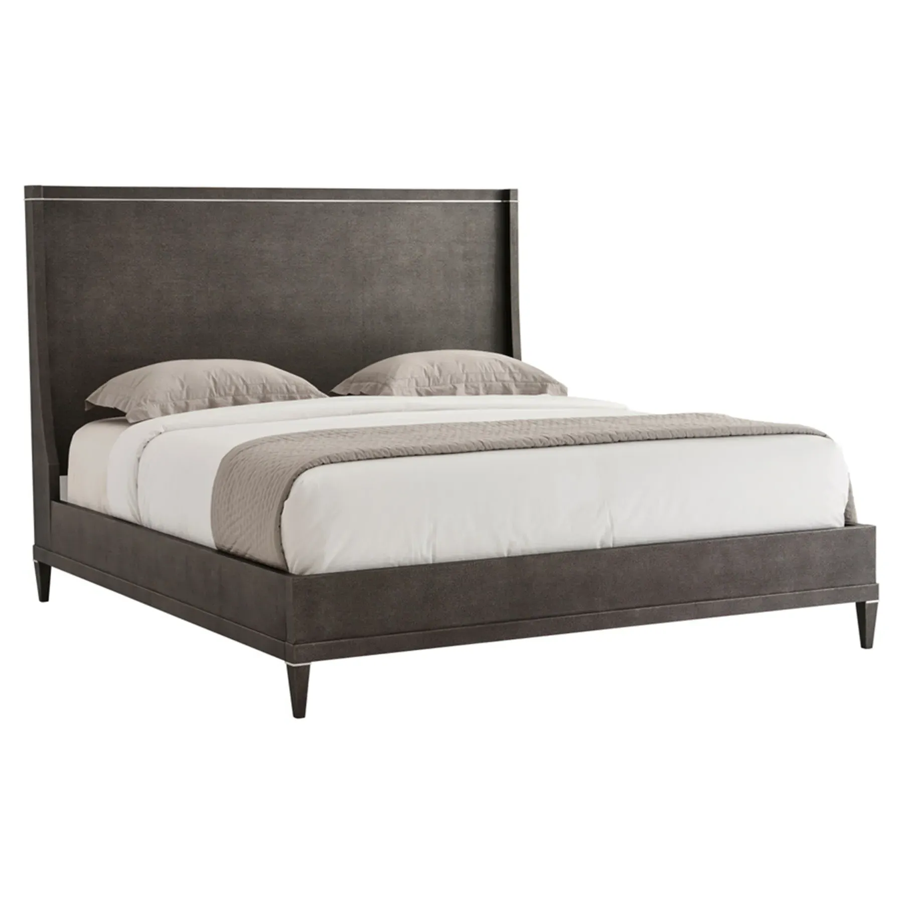 Louise Cal King Wingback Bed - Tempest Brown, Leather