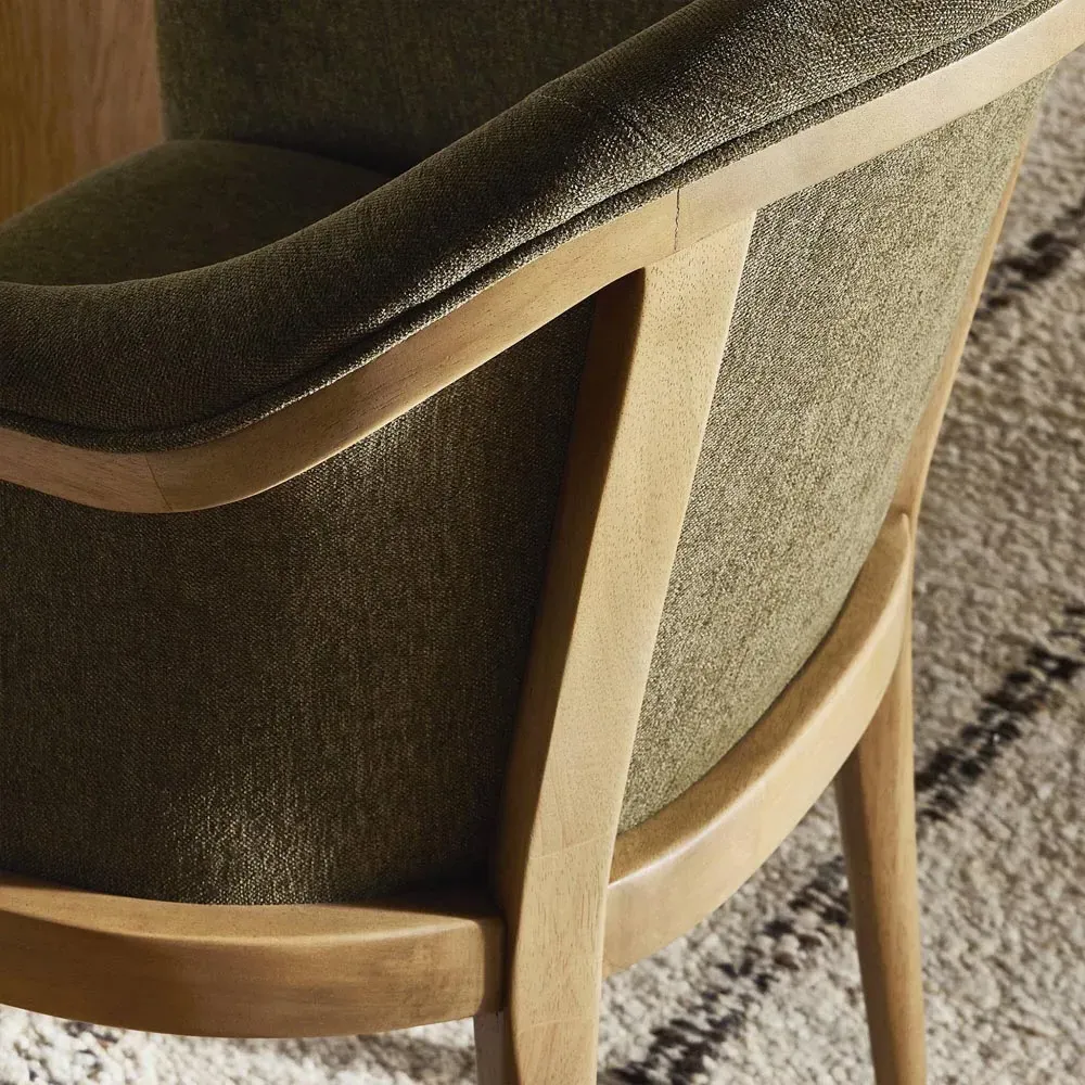 Lovren Dining Arm Chair - Green, Parawood