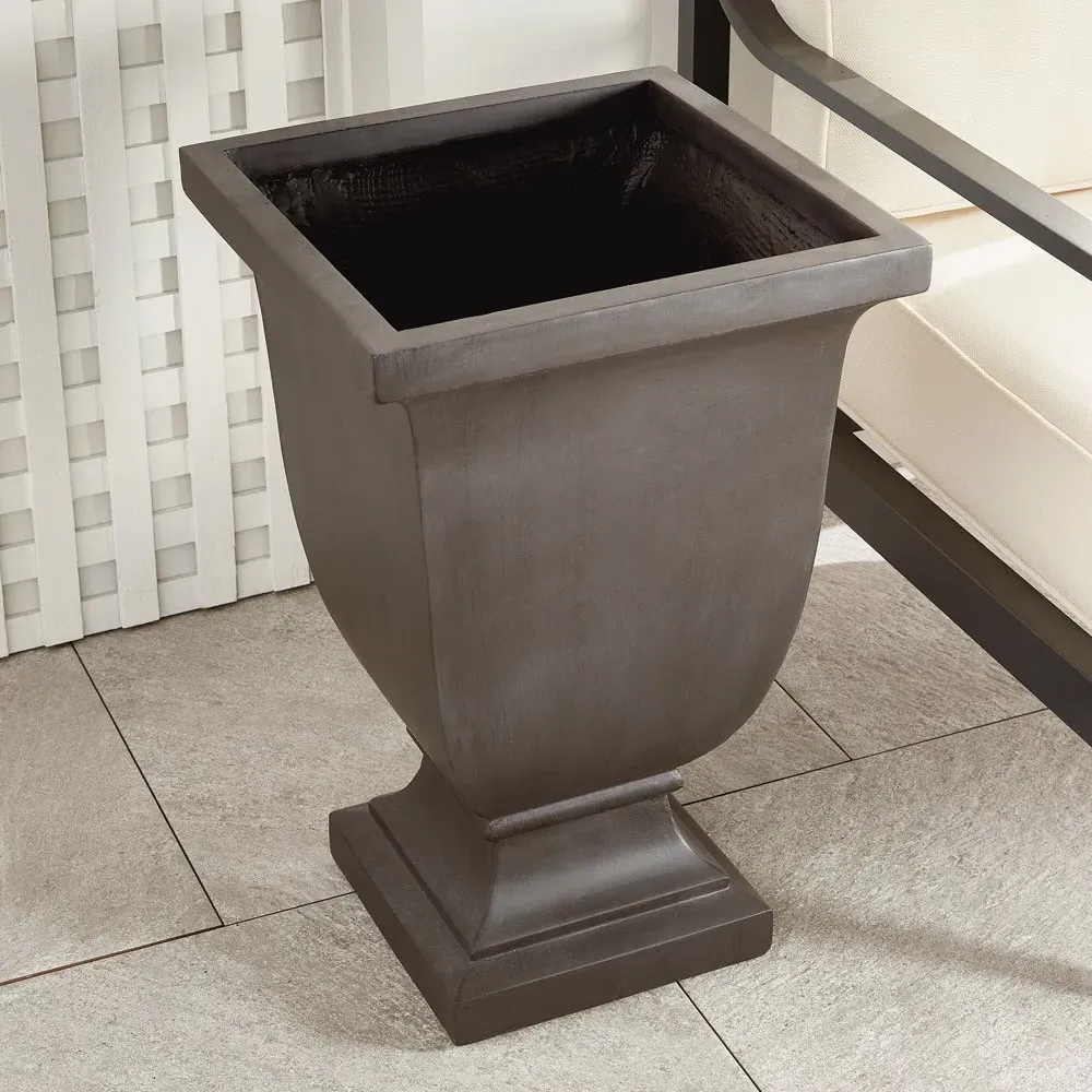 Lowell Square Footed Outdoor Planter - Black