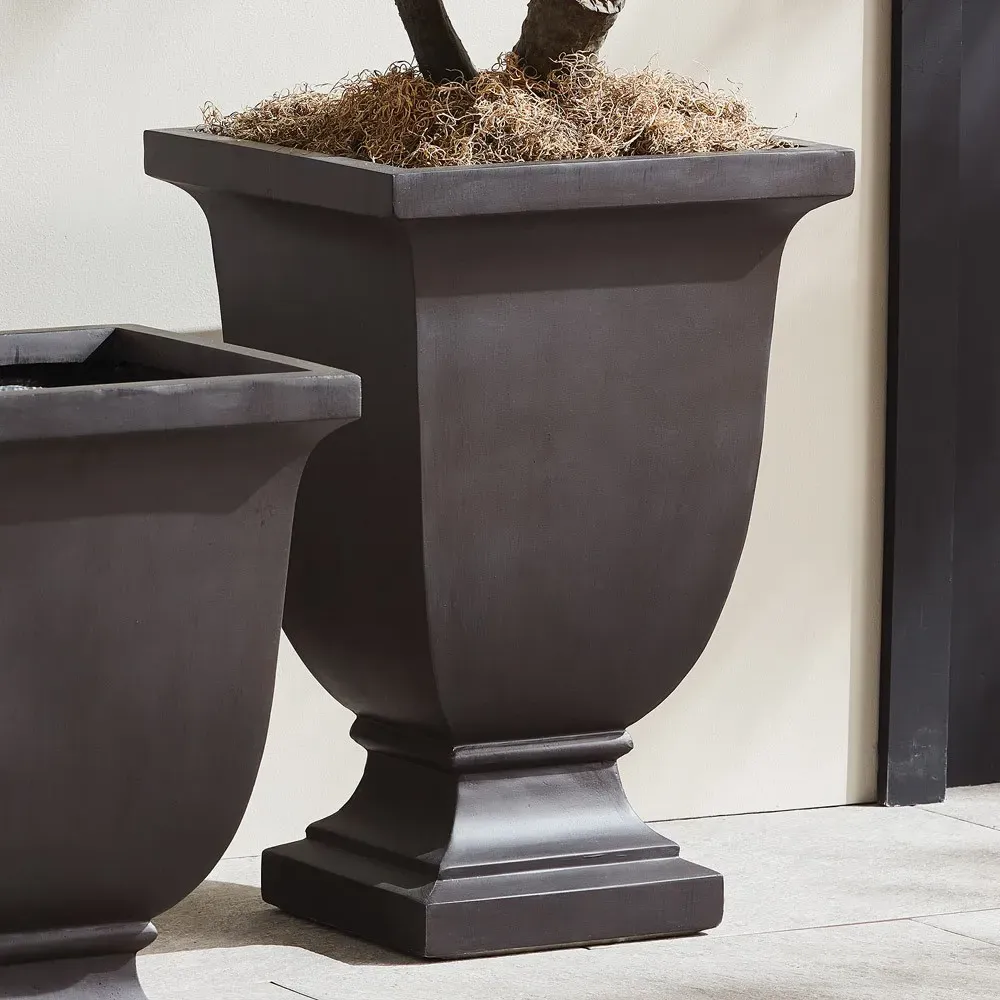 Lowell Square Footed Outdoor Planter - Black