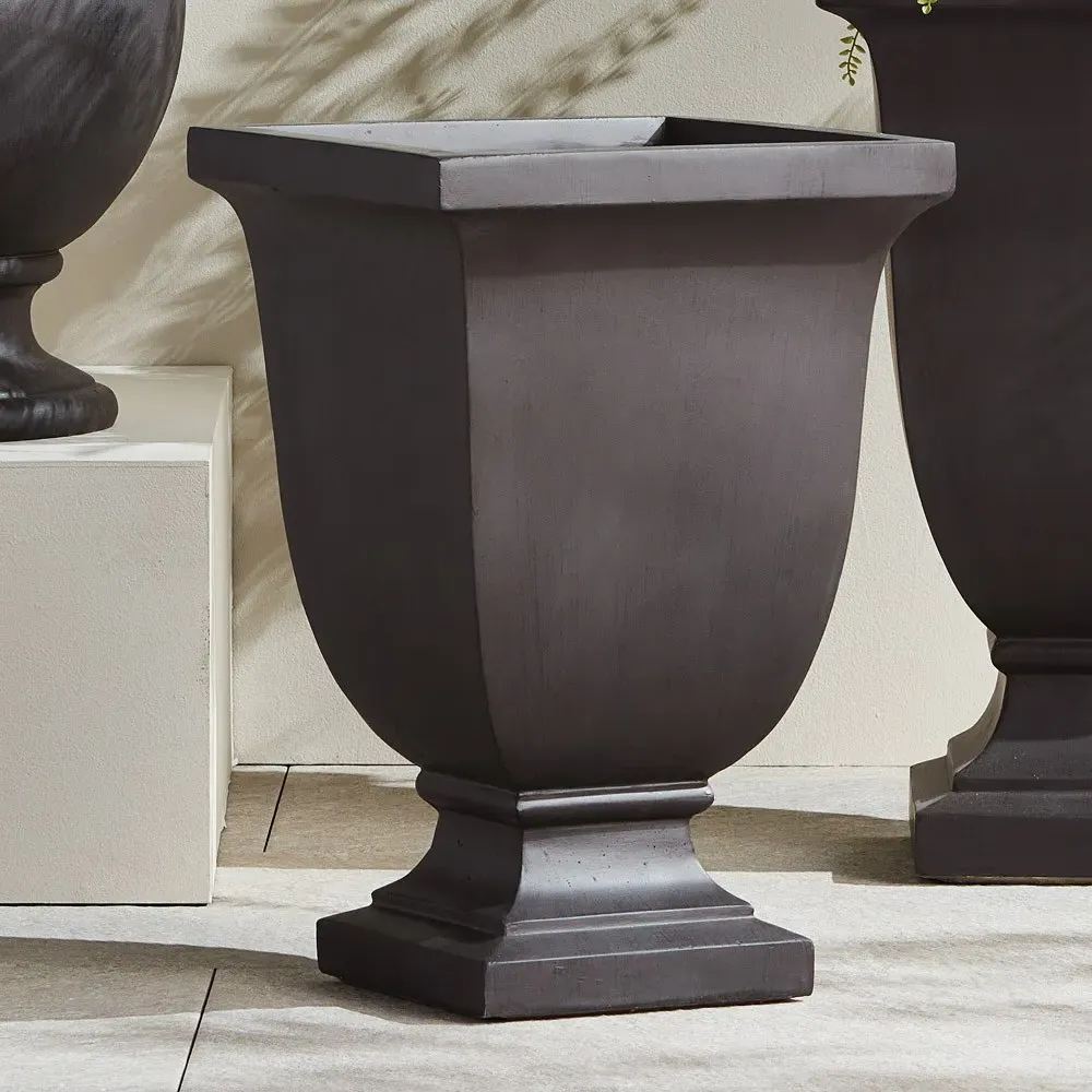 Lowell Square Footed Outdoor Planter - Black