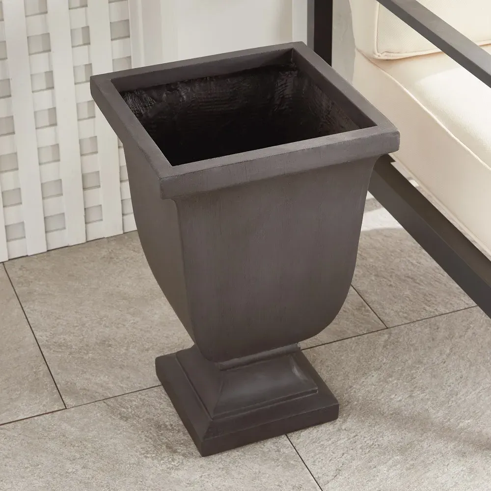 Lowell Square Footed Outdoor Planter - Black