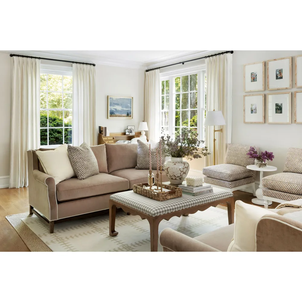 Lowen 3-Seater Sofa - Beige, Velvet