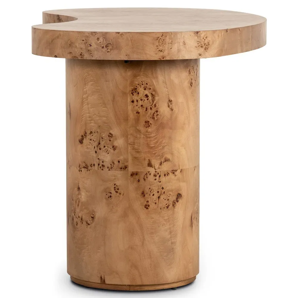 Lowen Curved Desk - Brown, Burl Wood