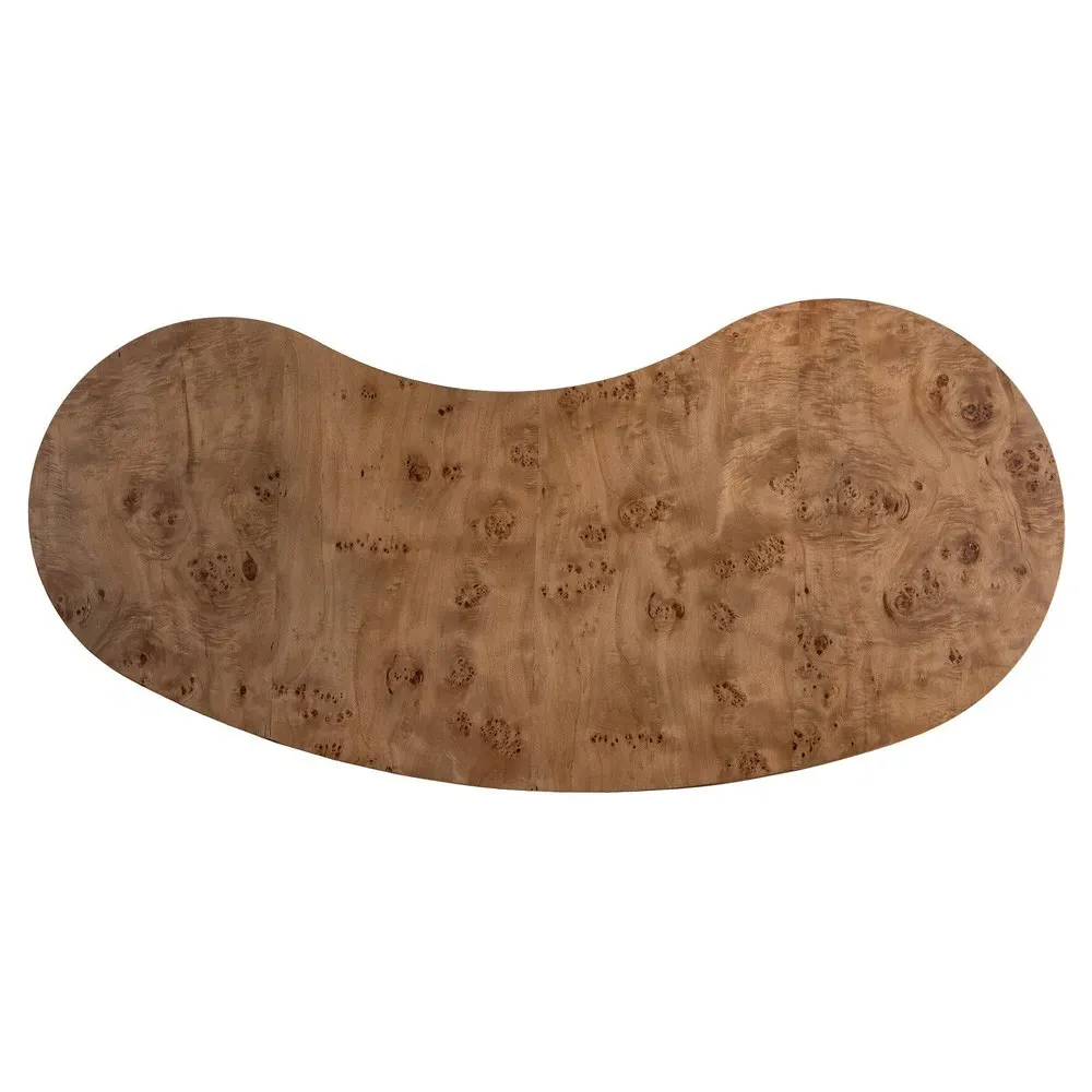 Lowen Curved Desk - Brown, Burl Wood
