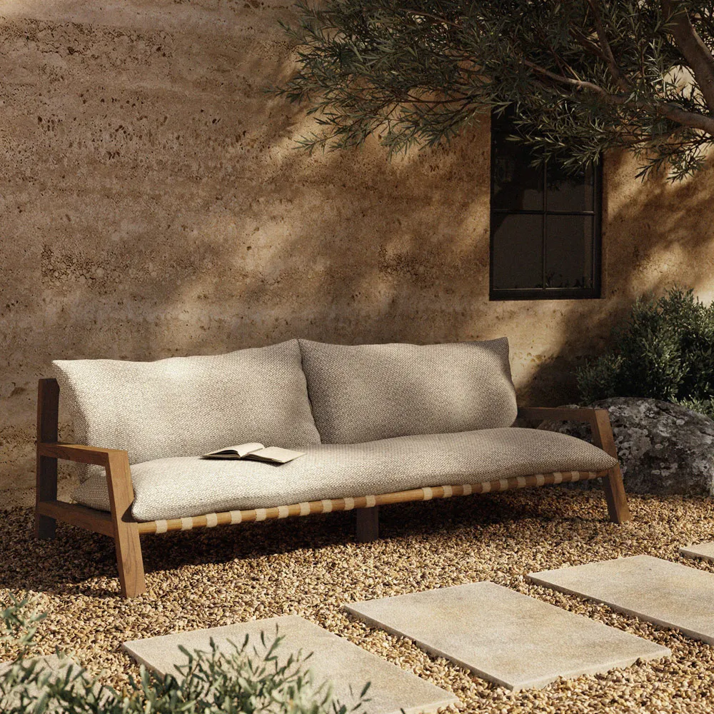 Luana 3-Seater Outdoor Sofa - Beige, Teak