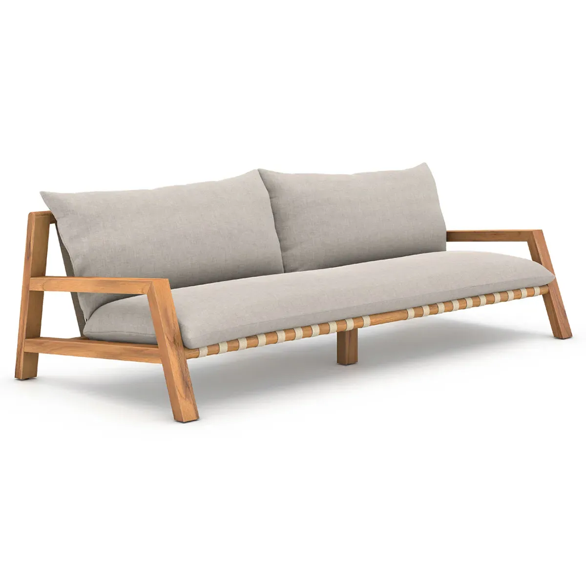 Luana 3-Seater Outdoor Sofa - Light Grey, Teak
