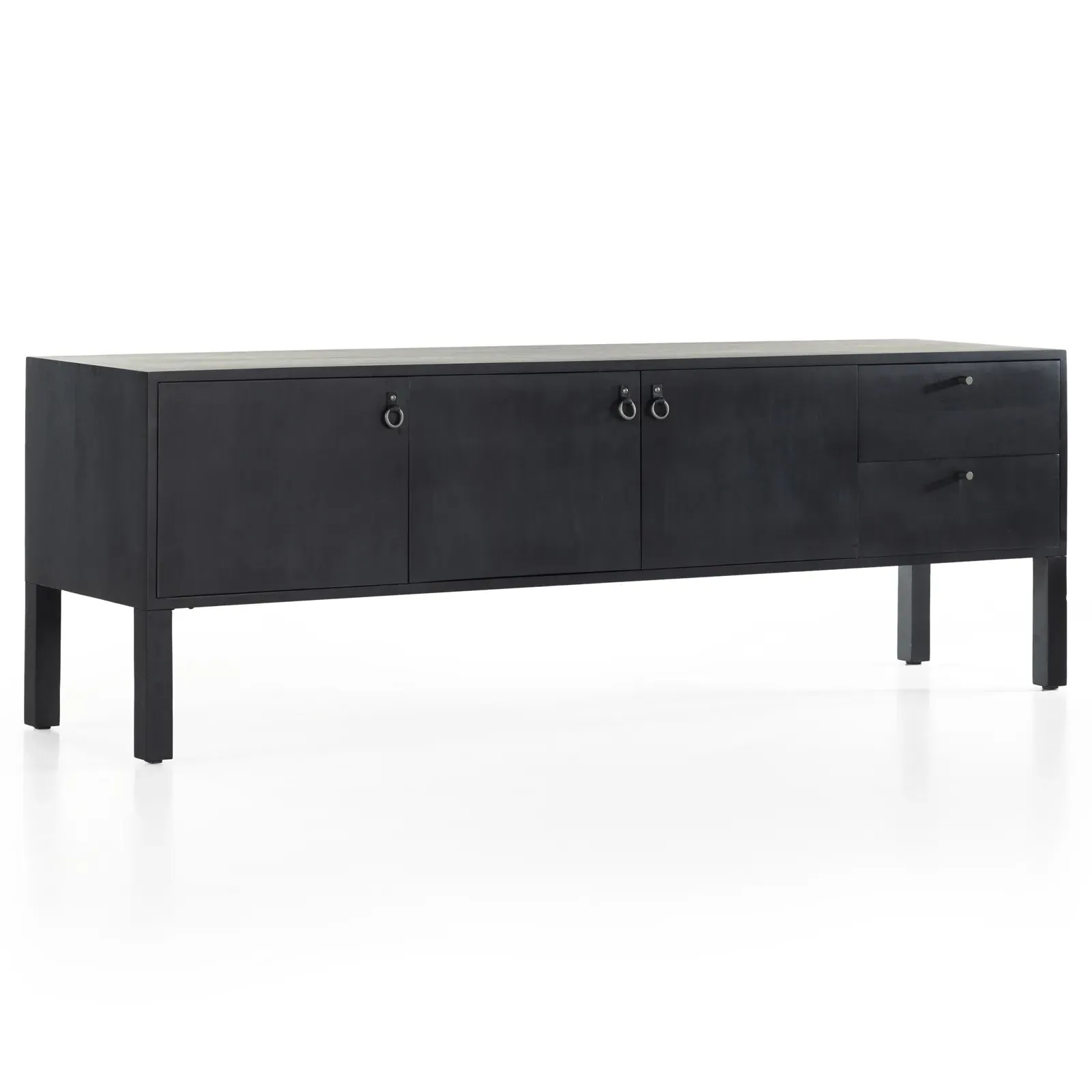 Luca 2 Drawer 3 Door Media Console - Black, Wood