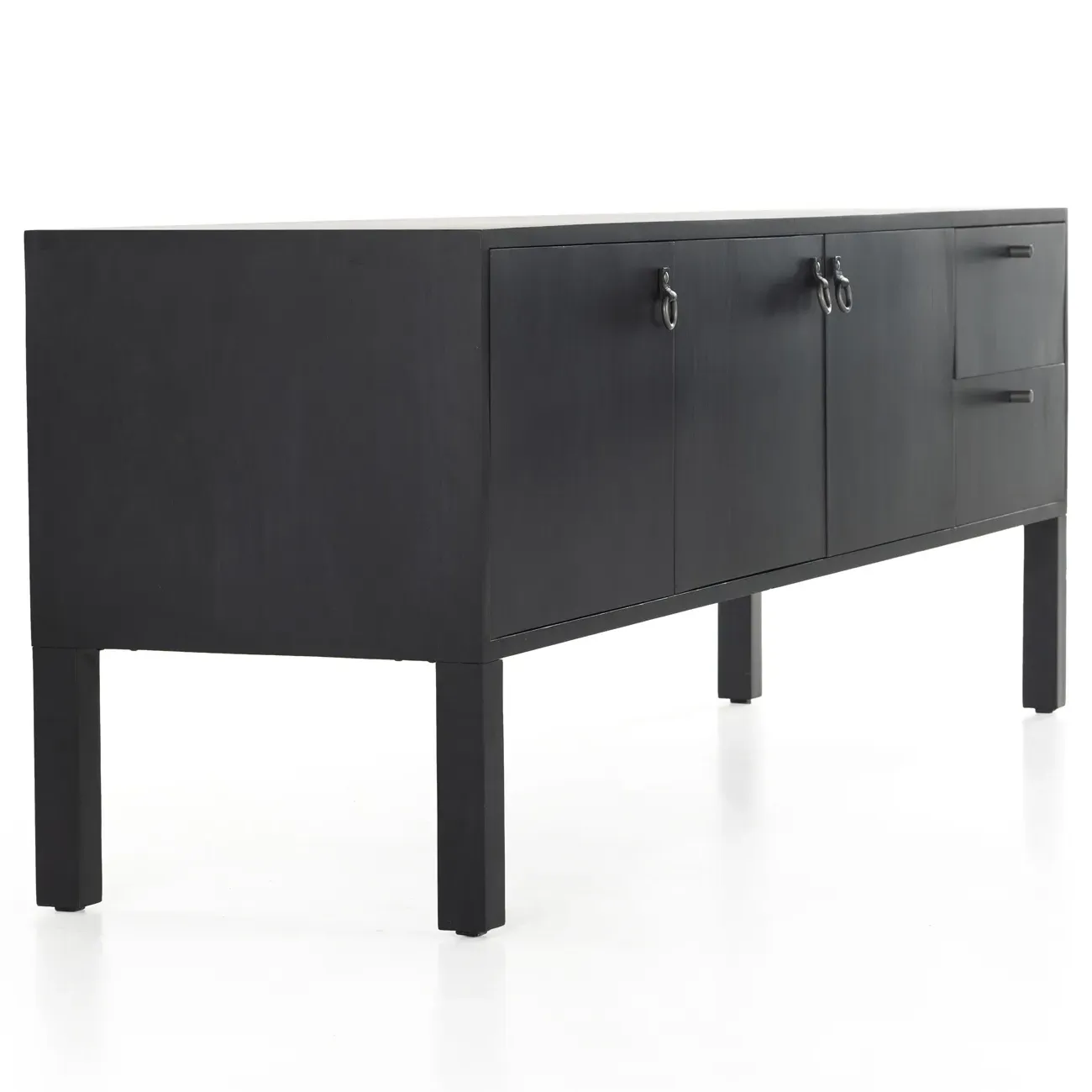 Luca 2 Drawer 3 Door Media Console - Black, Wood