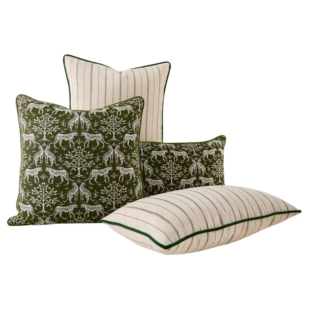 Luca Global 14x24 Lumbar Pillow - Dark Green, Sunbrella Acrylic