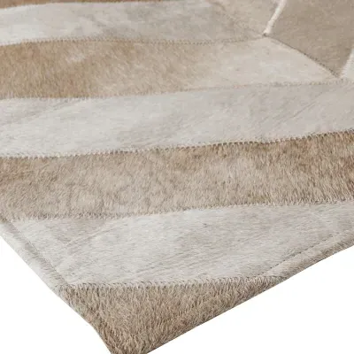 Lucas Chevron Patterned Rug - Beige, Hide