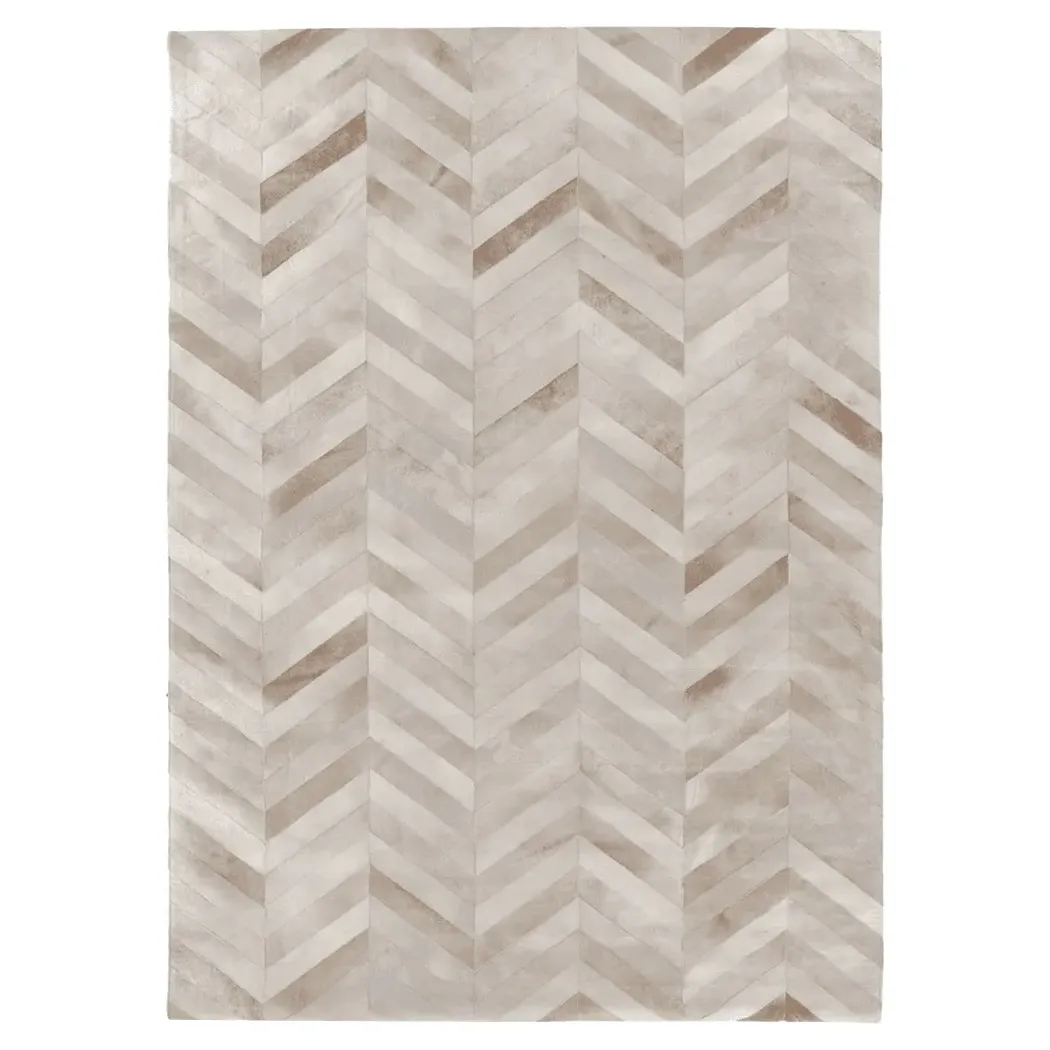 Lucas Chevron Patterned Rug - Beige, Hide