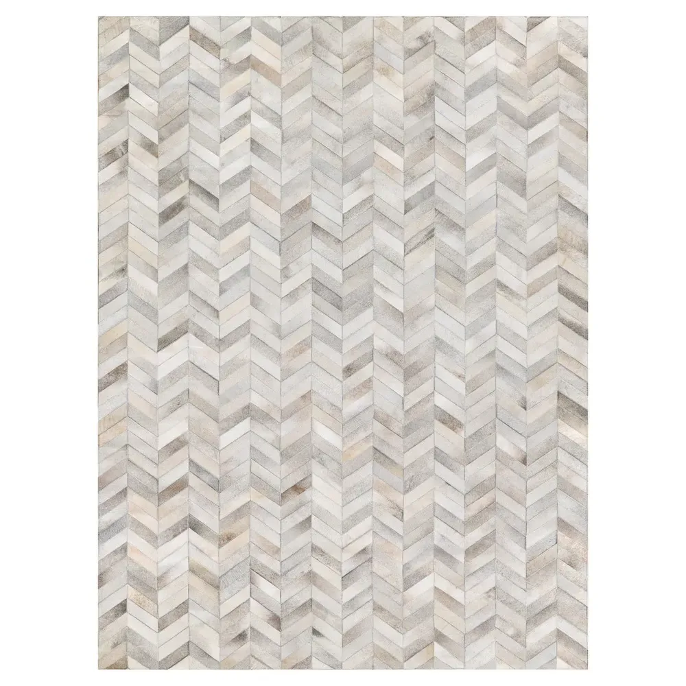 Lucas Chevron Patterned Rug Sample - Silver, Hide image
