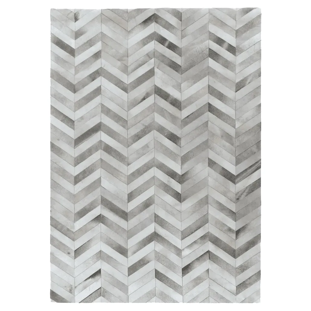 Lucas Chevron Patterned Rug - Silver, Hide