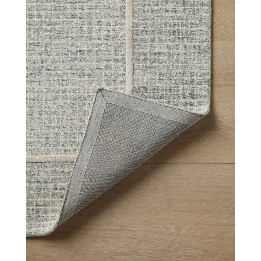 Lucas Grid Patterned Area Rug - Grey, Wool