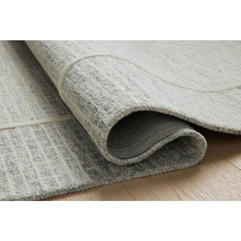 Lucas Grid Patterned Area Rug - Grey, Wool