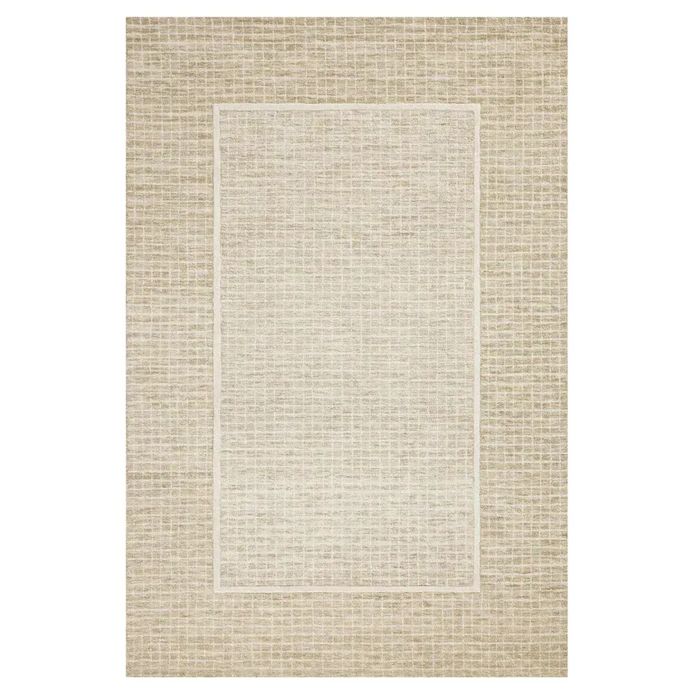 Lucas Grid Patterned Rug - Light Brown, Wool