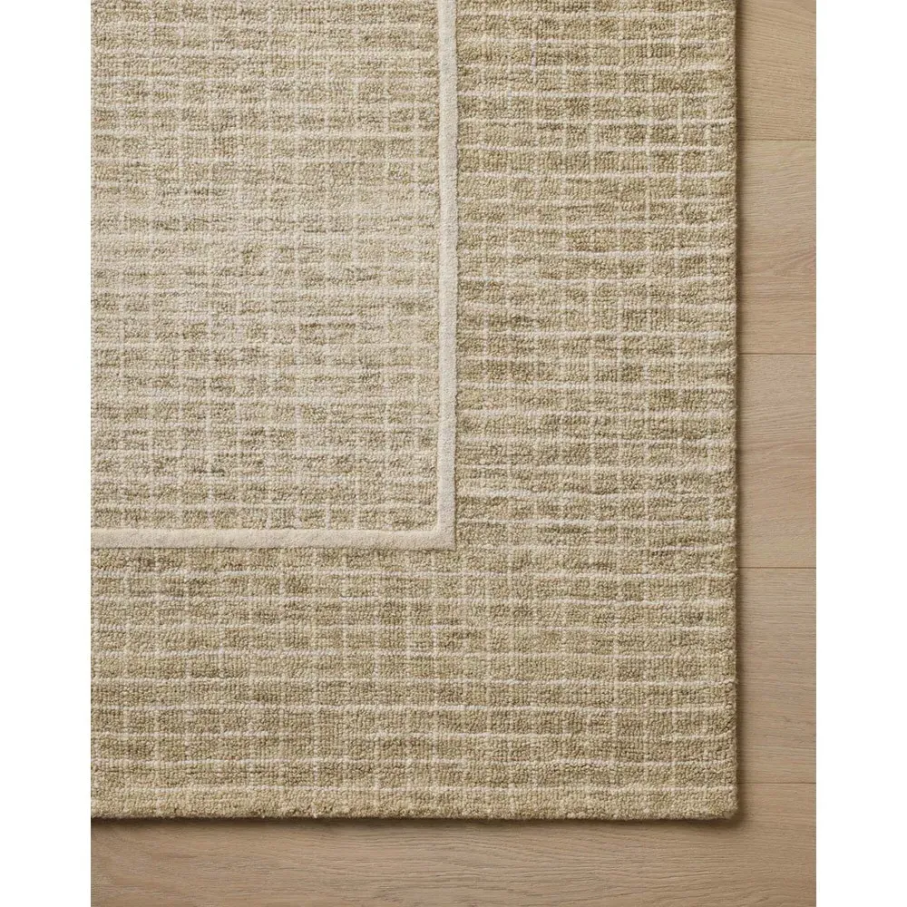 Lucas Grid Patterned Rug Sample - Light Brown, Wool