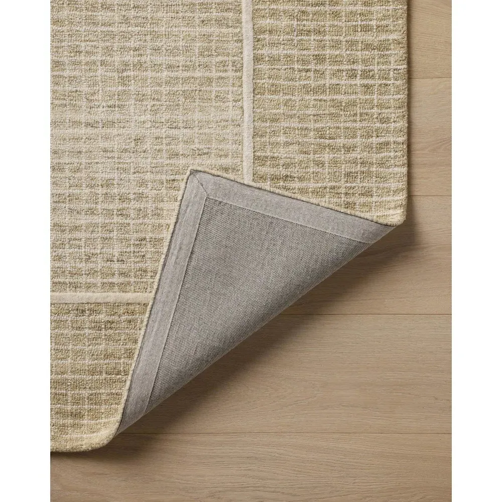 Lucas Grid Patterned Rug Sample - Light Brown, Wool