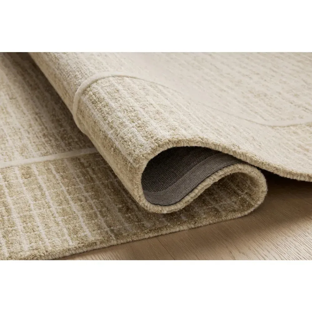 Lucas Grid Patterned Rug Sample - Light Brown, Wool