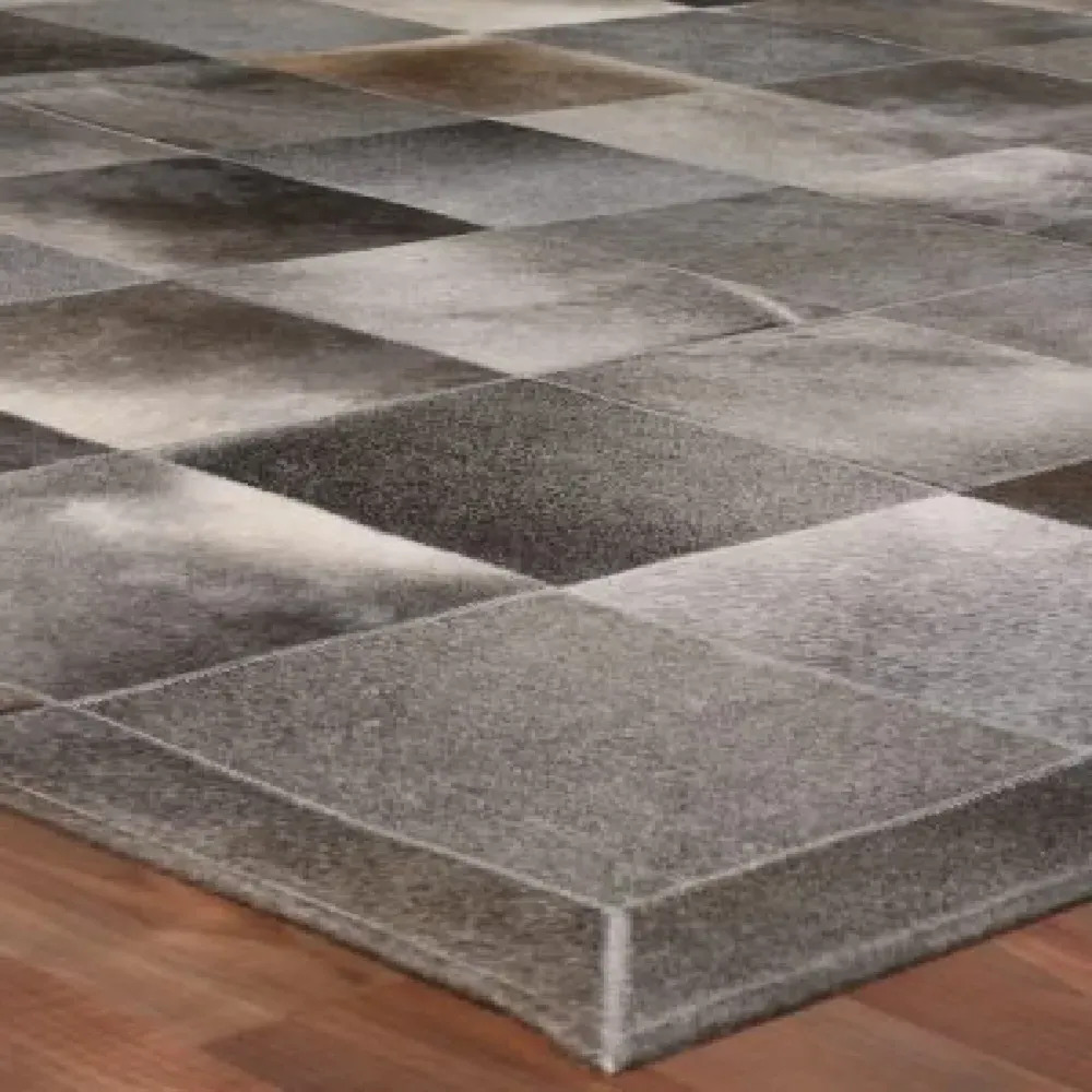 Lucas Square Patterned Rug - Brown, Hide