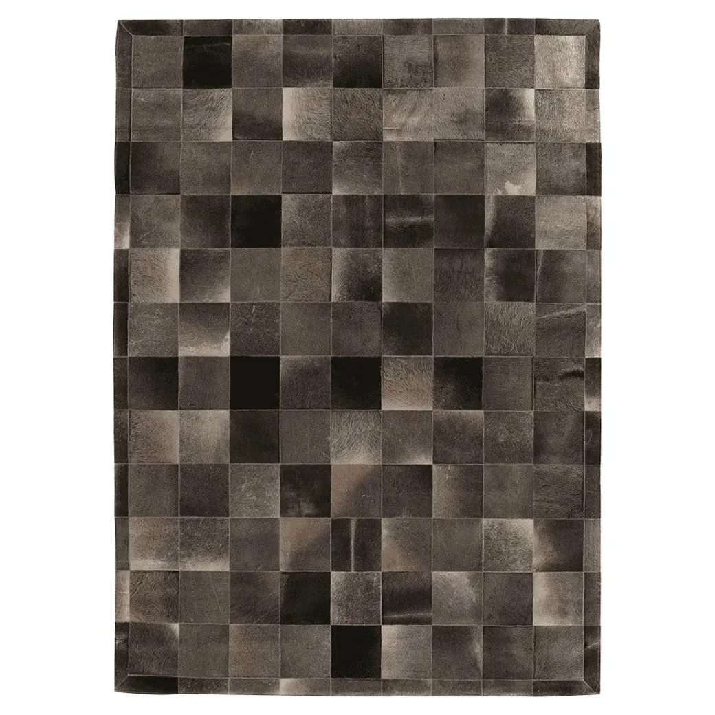 Lucas Square Patterned Rug - Brown, Hide