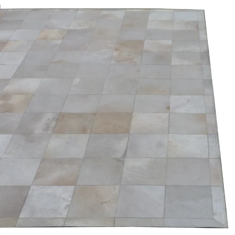 Lucas Square Patterned Rug - Ivory, Hide