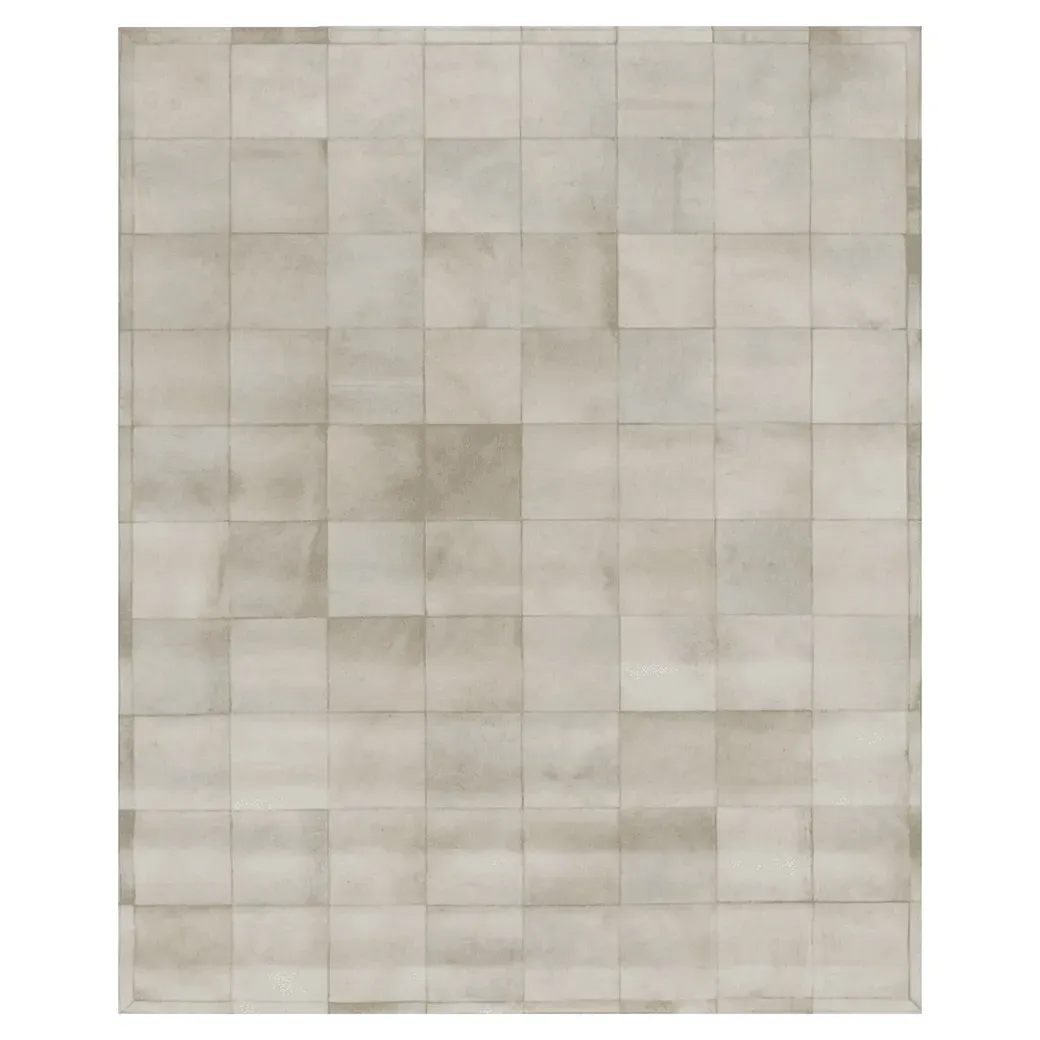 Lucas Square Patterned Rug - Ivory, Hide