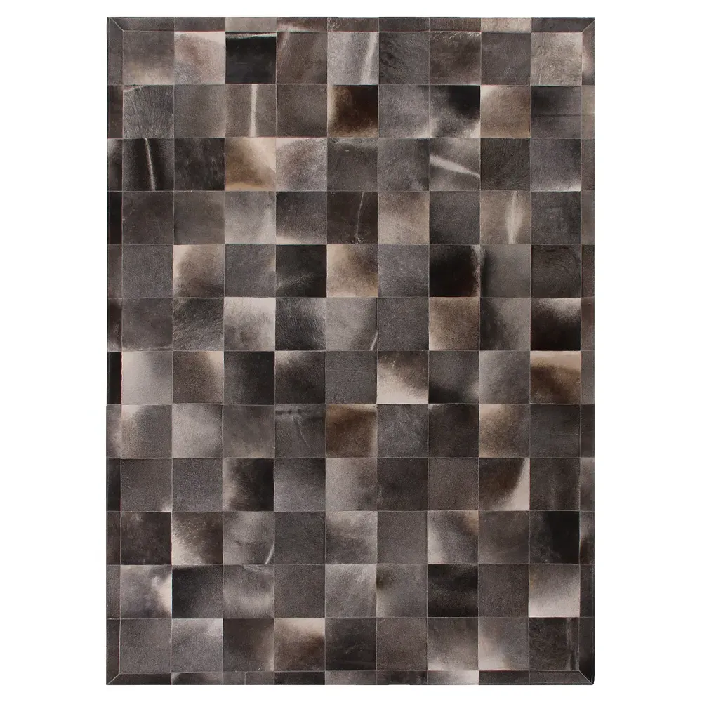 Lucas Square Patterned Rug Sample - Brown, Hide image